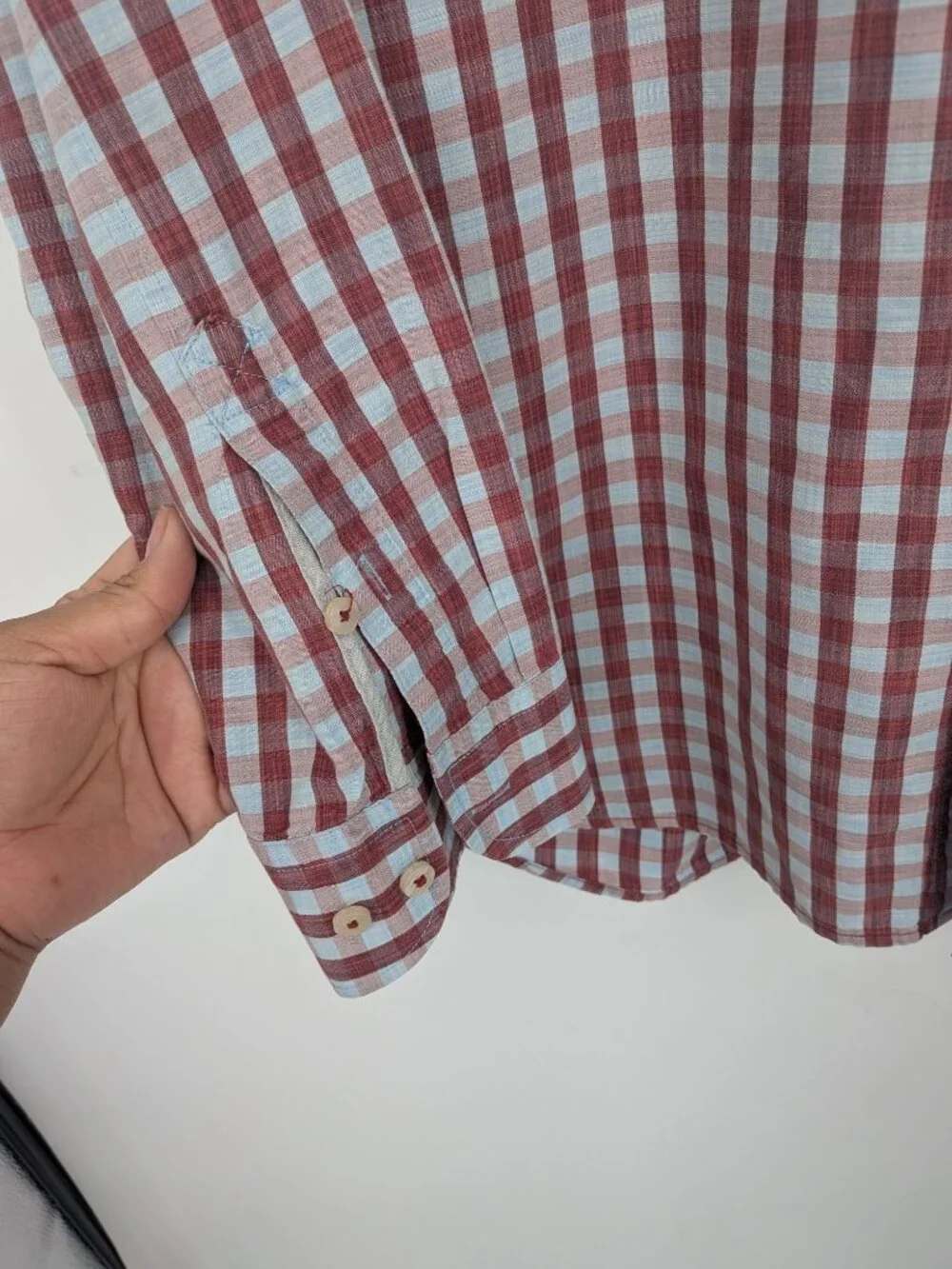 Tommy Bahama Gingham‎ Button Up Cotton Silk Preppy Resort Office Coastal Medium